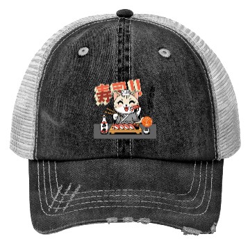 Discover Sushi Chef Cat Adorable Culinary Cat Design Trucker Hats