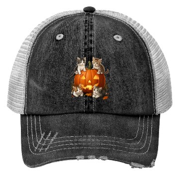 Discover Pumpkin Cat Paws | by Asarteon Trucker Hats
