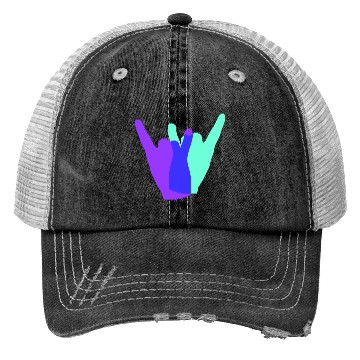 Discover Two heavy metal hard rock horn finger hand gesture Trucker Hats