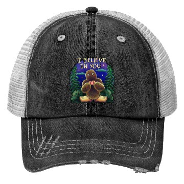 Discover Bigfoot cryptid believe in you Trucker Hats