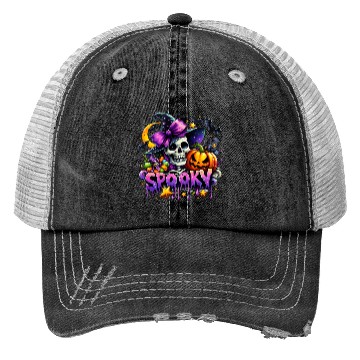 Discover Halloween Spooky Season Witch Skeleton Trucker Hats