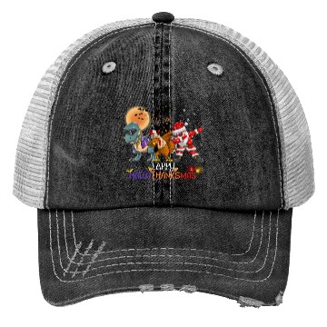 Discover Dabbing Dinosaur Turkey Santa Claus Hallothanksmas Trucker Hats