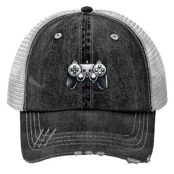 Discover Gamer Controller Cartoon Charcoal Gaming Art Trucker Hats