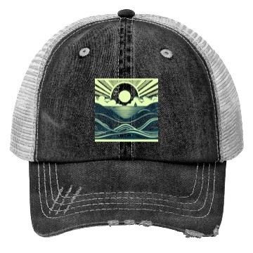 Discover Ocean Sunrise Retro Wave Sailing Trucker Hats