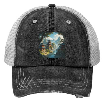 Discover Peaceful Pagoda Trucker Hats
