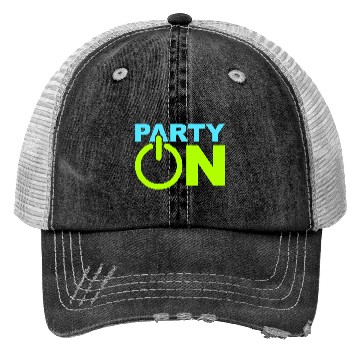 Discover Party On Play Icon Switch Techno DJ Music Symbol Trucker Hats