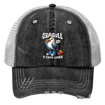 Discover Seagull The Potato Chips Lover Funny Sea Bird Trucker Hats