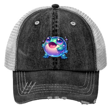 Discover funny cute green frog Trucker Hats