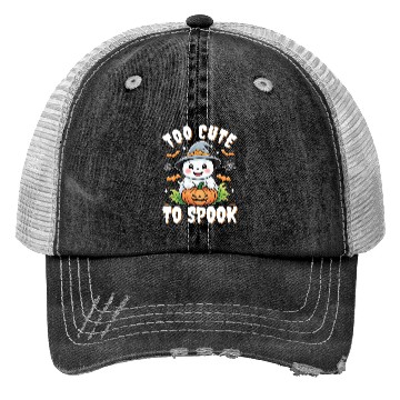 Discover Too Cute to Spook | Adorable Halloween Ghost Trucker Hats