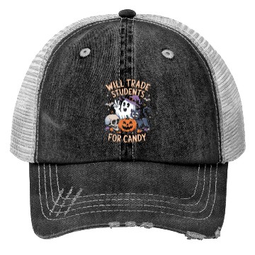 Discover Cute Halloween Black Cat Pumpkin Ghost Humor Trucker Hats