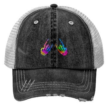 Discover Rock On Rock Star Skeleton Hands LGBT Rainbow Trucker Hats