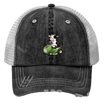 Discover Funny cow as lawn mower farmer grass Trucker Hats
