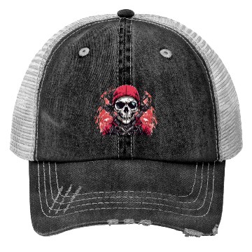 Discover Biker Skull Red Trucker Hats