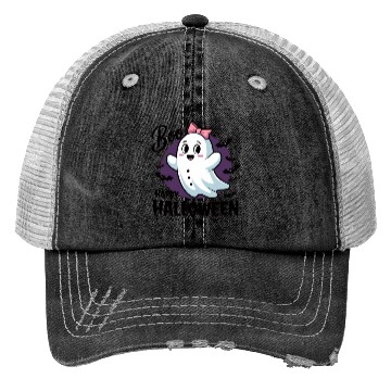 Discover Spooky Cute: Ghost with Bow Trucker Hats