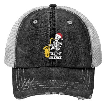 Discover Skeleton Saxophone Destroy the Silence Music Trucker Hats