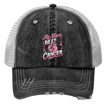 Discover My Mom Beat Cancer Breast Cancer Awareness Trucker Hats