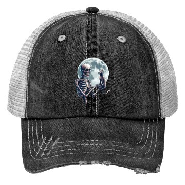 Discover Skeleton Cat Halloween Trucker Hats