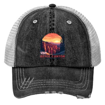 Discover Bryce Canyon National Park Retro Illustraion V 01 Trucker Hats