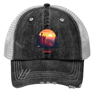 Discover Bryce Canyon National Park Retro Illustraion V 02 Trucker Hats