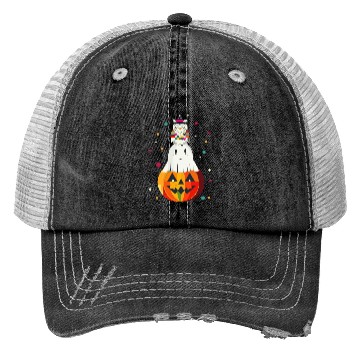 Discover Owl and ghost on the pumpkin - Halloween motif Trucker Hats