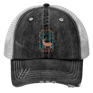 Discover Cottagecore Deer and Autumn Forest Scene Trucker Hats