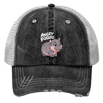 Discover Moo Deng Angry Potato Hippo Fun Trucker Hats