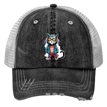 Discover Punk Bad Cat with Sunglasses Trucker Hats