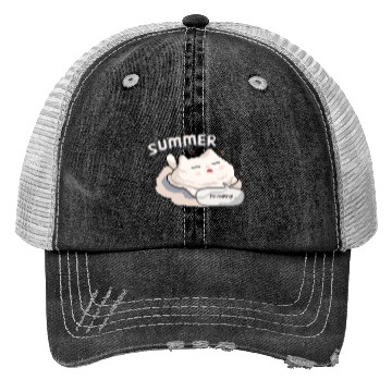 Discover Pixel Summer Melting Cat Trucker Hats