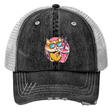 Discover Kitten Kawaii Boba Milk Tea Drinking Cat Trucker Hats