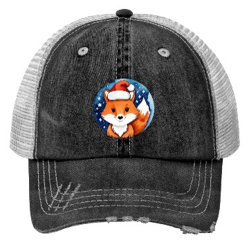 Discover Fox Christmas Watercolor Trucker Hats