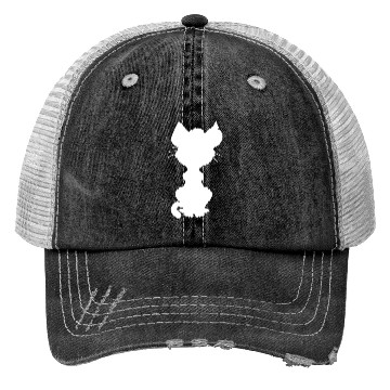 Discover Cute Sitting Cat Silhouette Kitten Shadow Outline Trucker Hats