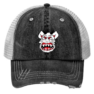 Discover Demon Monster Cat Halloween Fun Horror Devil Horns Trucker Hats