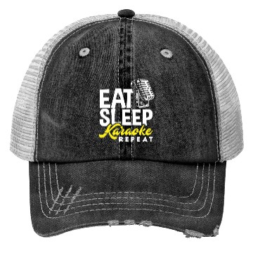 Discover Eat Sleep Karaoke Repeat Microphone Music Trucker Hats
