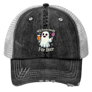 Discover Will Trade Candy For Beer Funny Halloween Trucker Hats