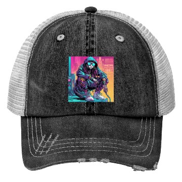 Discover Cyberpunk Rastafari Cat Trucker Hats