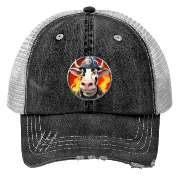 Discover Firefighter cow Trucker Hats