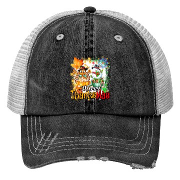 Discover Merry Thanksmas Turkey Snowman Coffee latte cup Trucker Hats