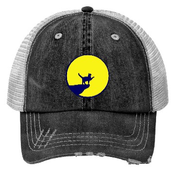 Discover Cat Moon Cliff At Night Werewolf Round Howling Fun Trucker Hats