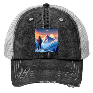 Discover Mountain Hiking Adventure Trucker Hats
