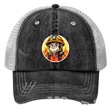 Discover Firefighter monkey Trucker Hats