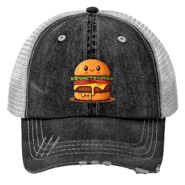 Discover Happy Burger Delight Trucker Hats