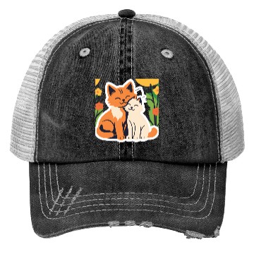 Discover 3d cat dou sweet and joyful Trucker Hats