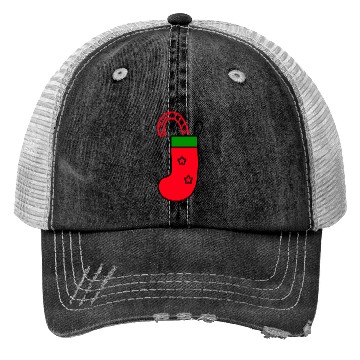 Discover christmas sock with candy cane Trucker Hats