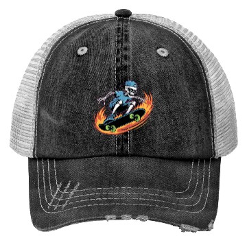Discover Skater Skeleton Cool Trend Trucker Hats