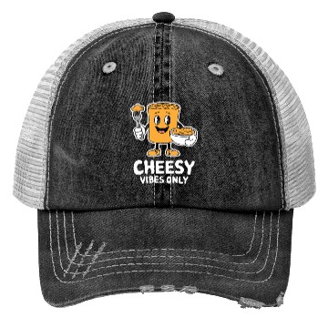 Discover Cheesy Vibes Only Cartoon Delight Trucker Hats