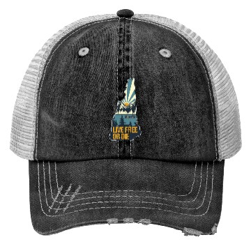 Discover Live Free or Die Retro New Hampshire Nature Trucker Hats