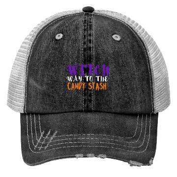 Discover Witch Way To The Candy Stash Funny Halloween Trucker Hats