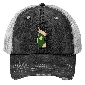 Discover Black cat in Christmas stocking Trucker Hats