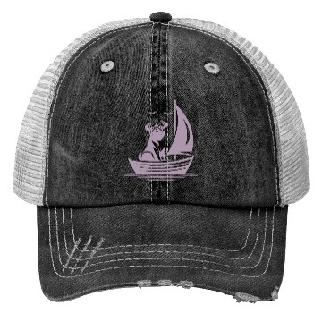 Discover Pug silhouette sailboat minimalist Trucker Hats