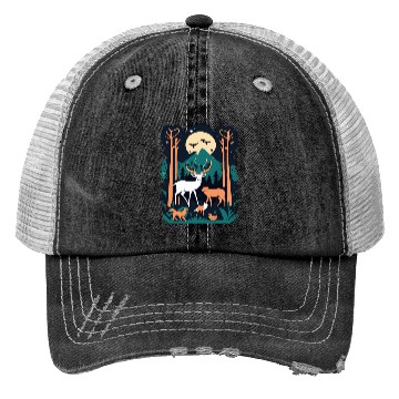 Discover Enchanted Forest Wildlife Scene – Nature Adventure Trucker Hats